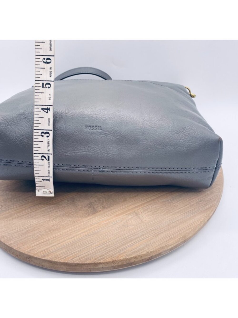 Fossil Crossbody Bag Gray Leather Messenger Purse Large Minimalist Luxury - Picture 10 of 13